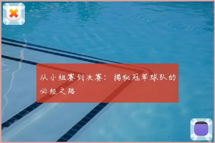 从小组赛到决赛：揭秘冠军球队的必经之路